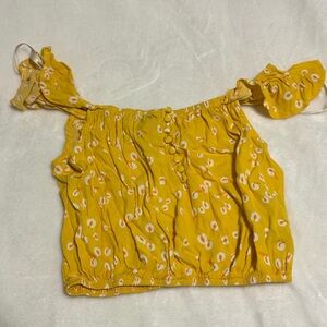 Yellow Ruffle Sleeve Women's Top